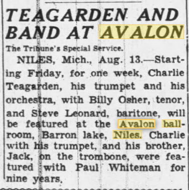 Avalon Ballroom at Barron Lake - 13 Aug 1941 Article (newer photo)